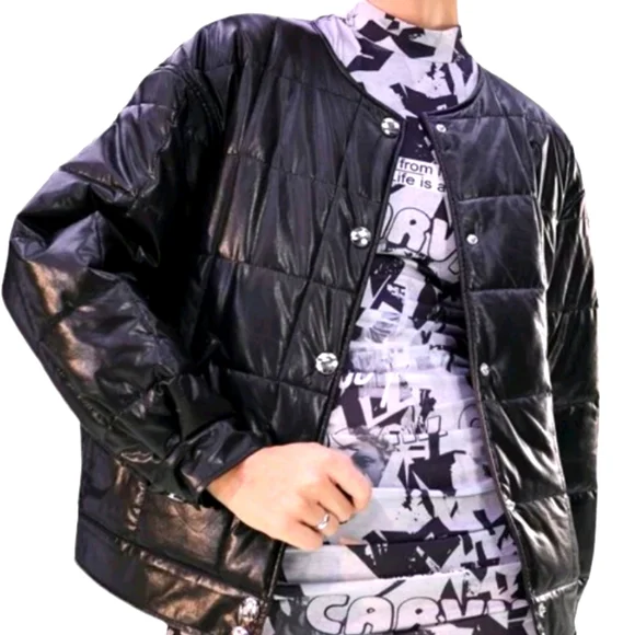 Black PU Leather Coat - Picture 4 of 4